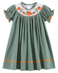 Load image into Gallery viewer, Sage Green Pumpkin Smocked Bishop Dress