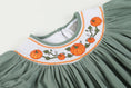 Load image into Gallery viewer, Sage Green Pumpkin Smocked Bishop Dress