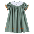 Load image into Gallery viewer, Sage Green Pumpkin Smocked Bishop Dress