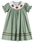Load image into Gallery viewer, Sage Green Turkey Smocked Bishop Dress