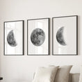 Load image into Gallery viewer, Moon Phases Set of 3 Prints. Black and White Lunar Cycle