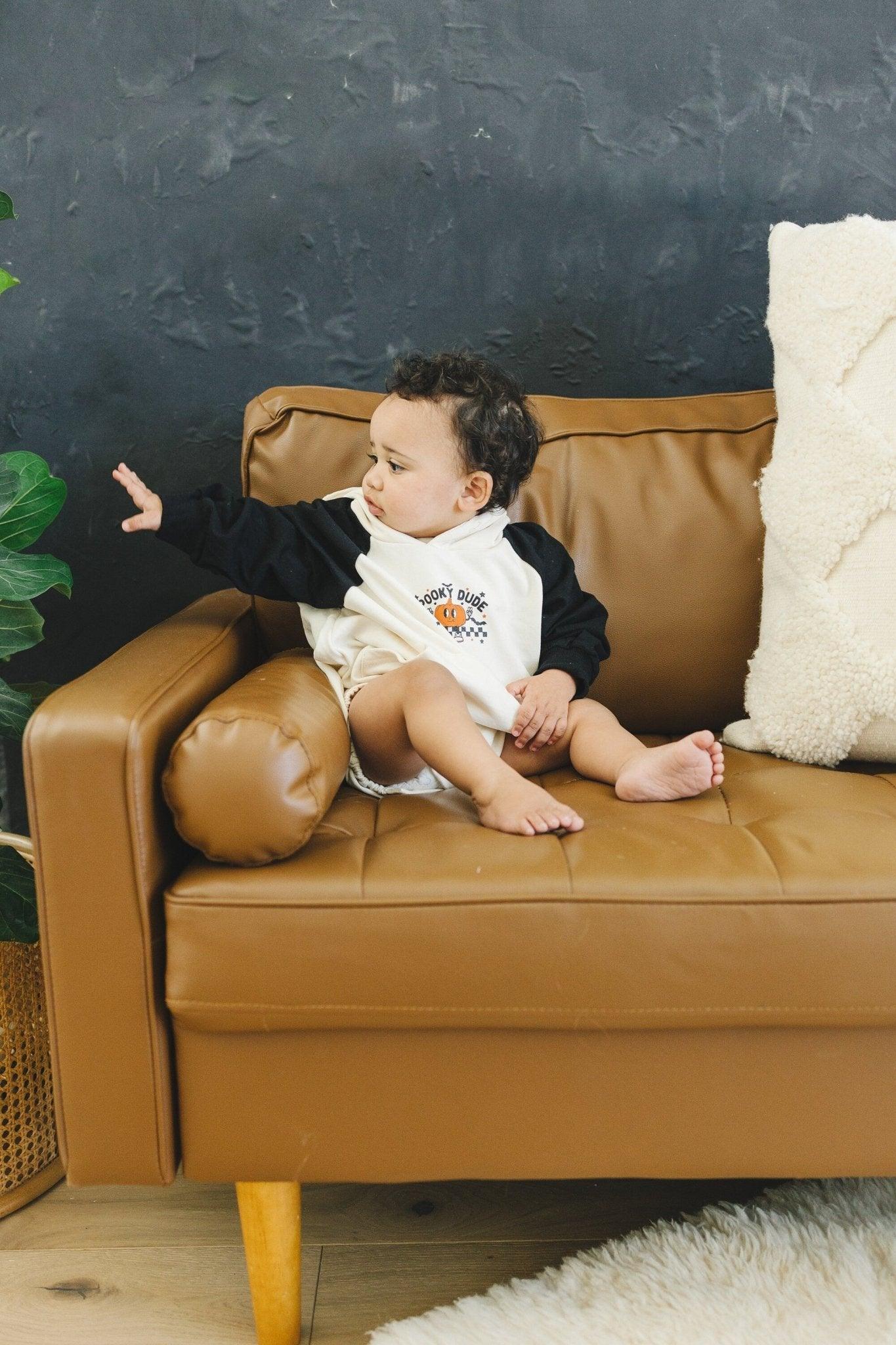 Spooky Dude Hooded Sweatshirt Romper *3-6m left