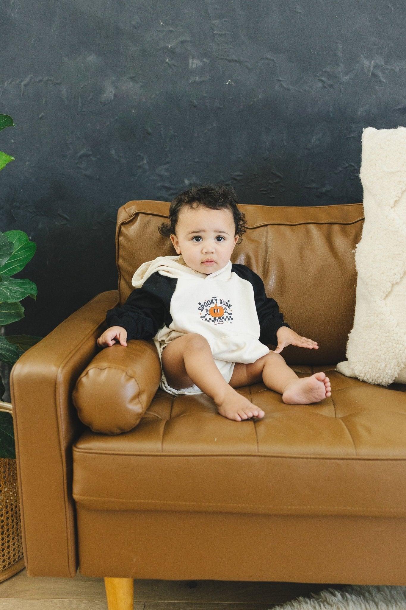 Spooky Dude Hooded Sweatshirt Romper *3-6m left