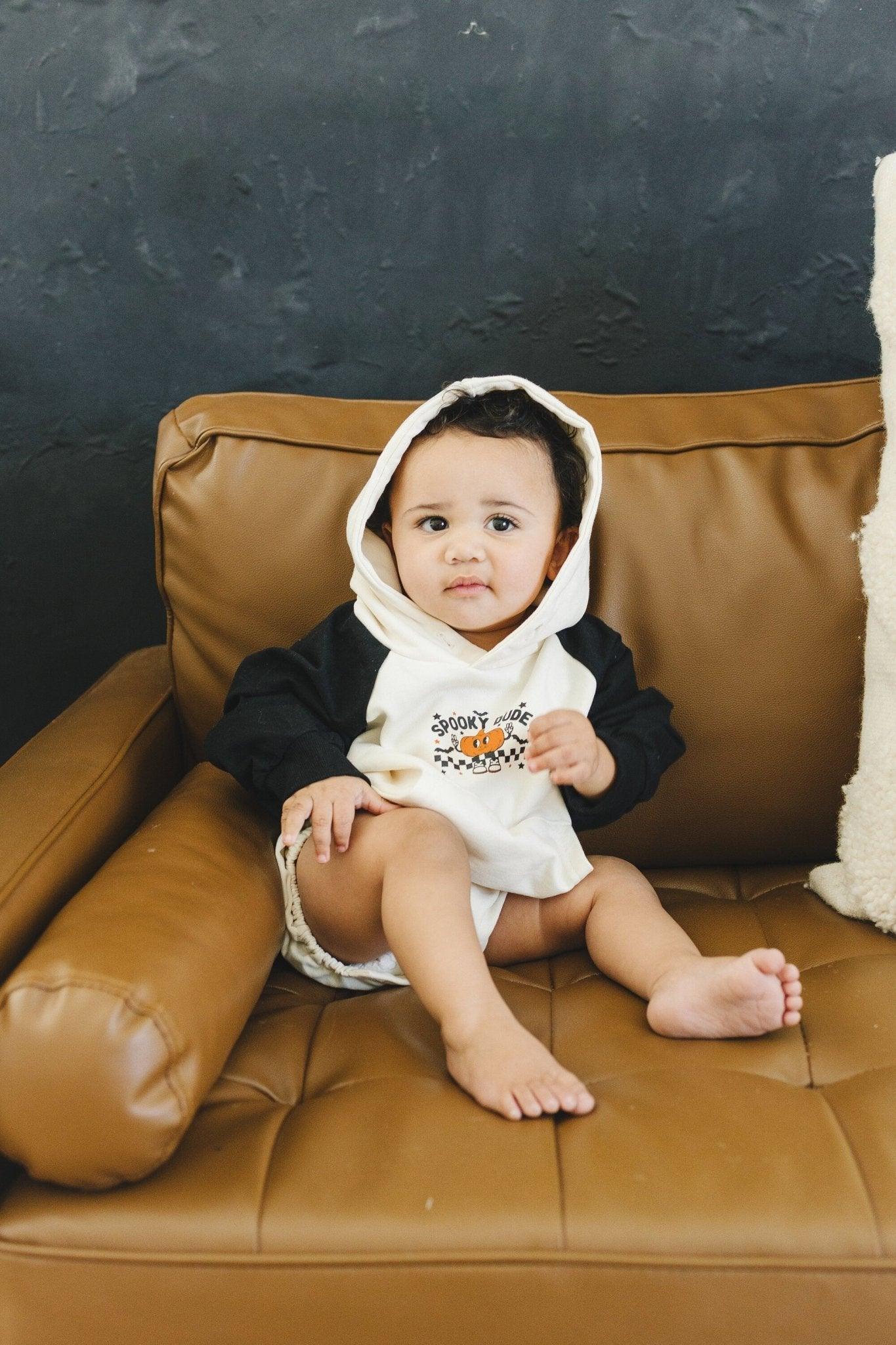 Spooky Dude Hooded Sweatshirt Romper *3-6m left