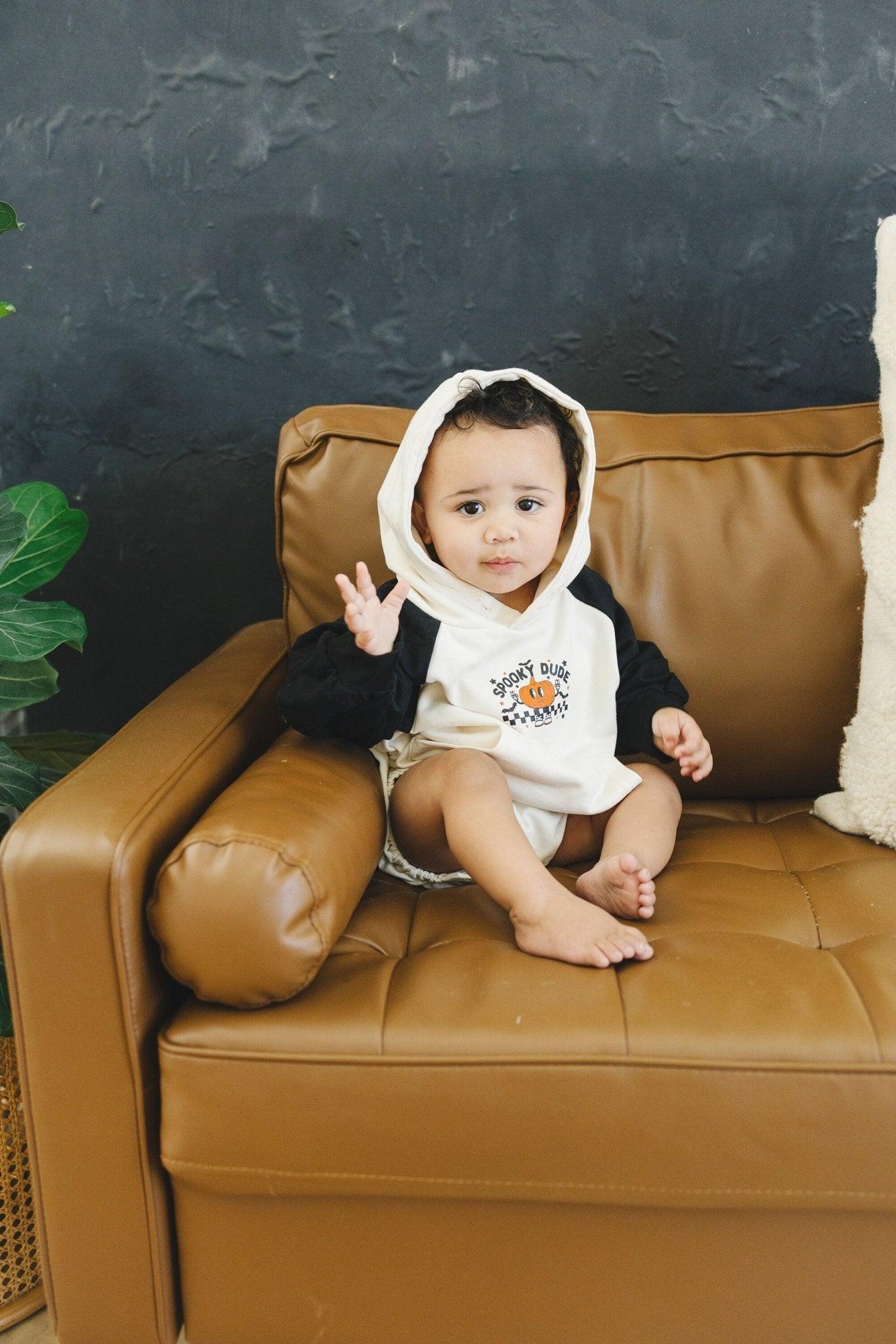 Spooky Dude Hooded Sweatshirt Romper *3-6m left