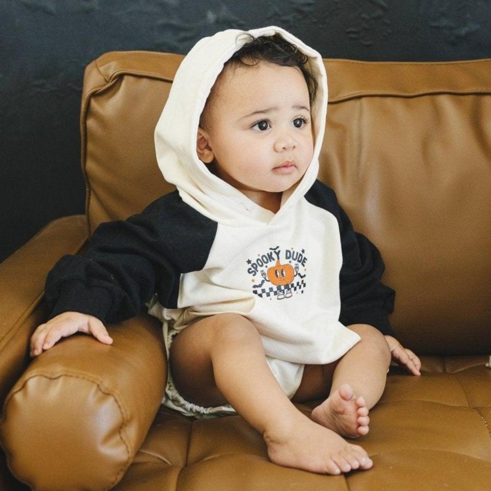 Spooky Dude Hooded Sweatshirt Romper *3-6m left