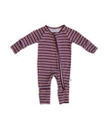 Load image into Gallery viewer, Bamboo Zip Pajamas | Maroon Stripe