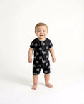 Load image into Gallery viewer, Bamboo Shorty Romper | Palm Style Black