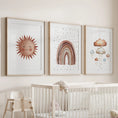 Load image into Gallery viewer, Minimalist Baby Room Wall Art Set of 3. Earthy Rainbow Theme