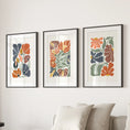 Load image into Gallery viewer, Boho Botanical Set of 3 Wall Art. Abstract Flowers Prints