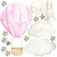 Load image into Gallery viewer, Baby animal inside Hot Air Balloon - Fabric Nursery Wall Art Decals