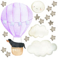 Load image into Gallery viewer, Baby animal inside Hot Air Balloon - Fabric Nursery Wall Art Decals