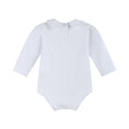 Load image into Gallery viewer, White Collared Unisex Long Sleeve Bodysuit Romper