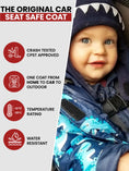 Load image into Gallery viewer, Car Seat Coat | The Road Coat Vegan - Navy Raptor Print