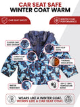 Load image into Gallery viewer, Car Seat Coat | The Road Coat Vegan - Navy Raptor Print