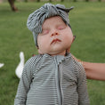 Load image into Gallery viewer, Bamboo Zip Pajamas | Forest Stripe Ribbed