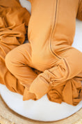 Load image into Gallery viewer, Caramel Ribbed Baby Pajamas | Zipper Romper