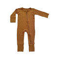 Load image into Gallery viewer, Caramel Ribbed Baby Pajamas | Zipper Romper
