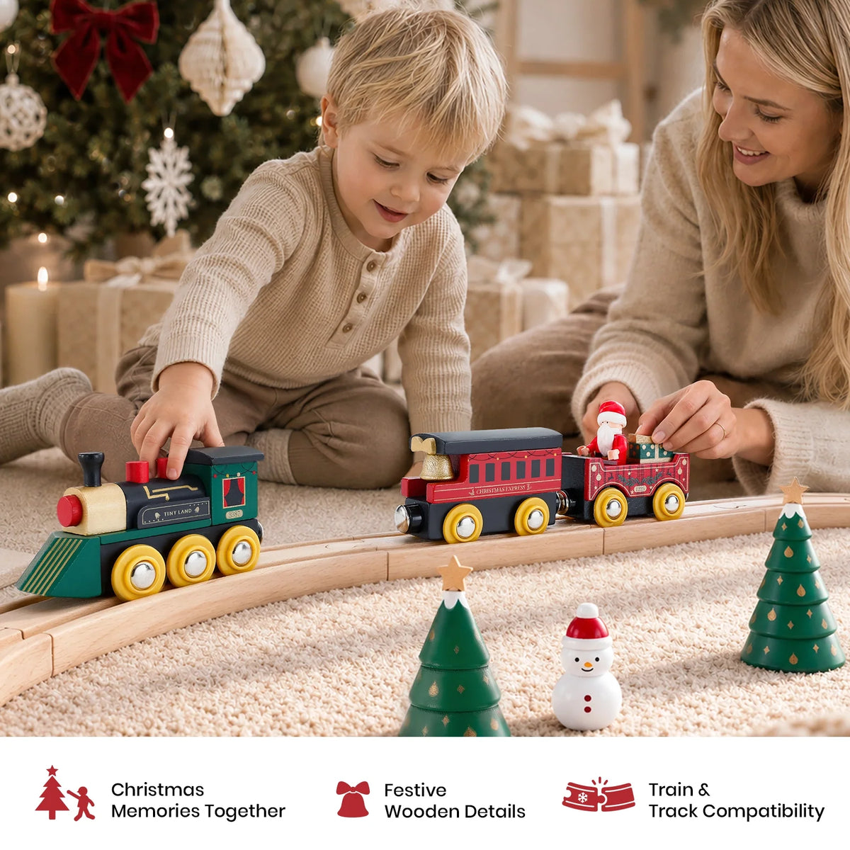 Tiny Land® Christmas Express Wooden Train Accessory Set
