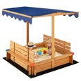 Load image into Gallery viewer, Kids Wooden Sandbox with Canopy and 2 Bench Seats
