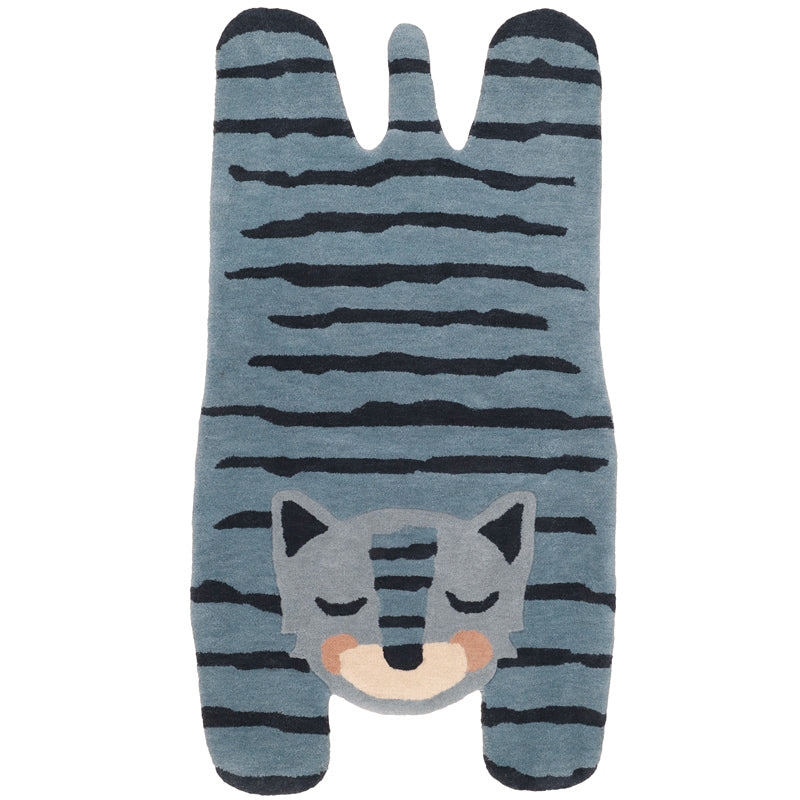 BLUE TIGGER original children's rug with tiger shape