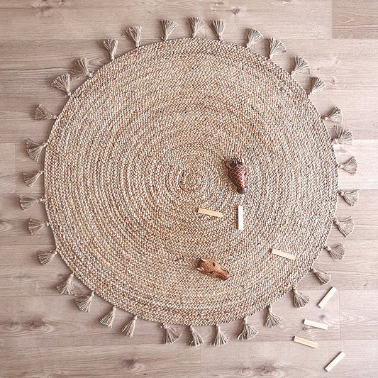 ELSE jute rug with pompoms