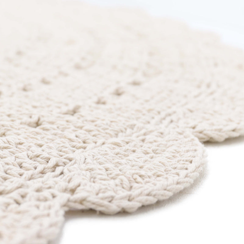 ALMA ECRU L  hand crochet children's rug