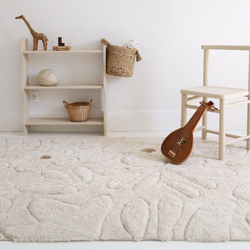 GENTLE FLORA Children's bedroom carpet in washable cotton with flowers