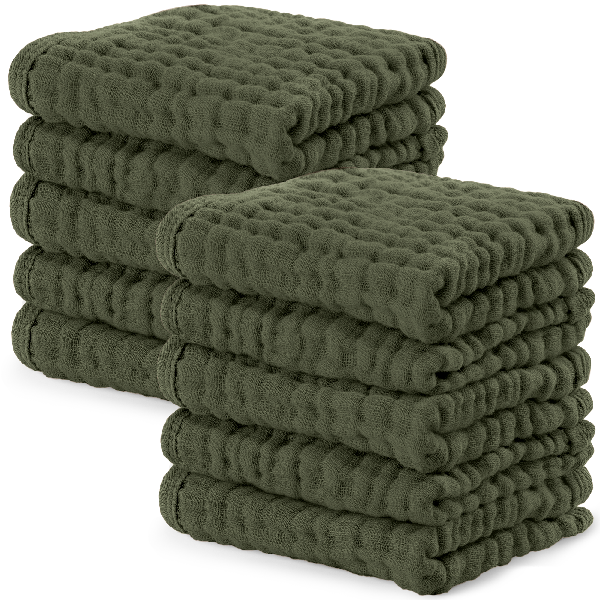 Muslin Washcloths in Kelp