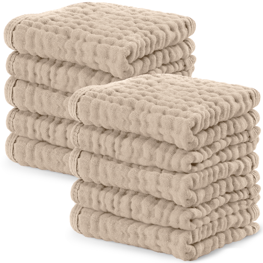 Muslin Washcloths in Sand