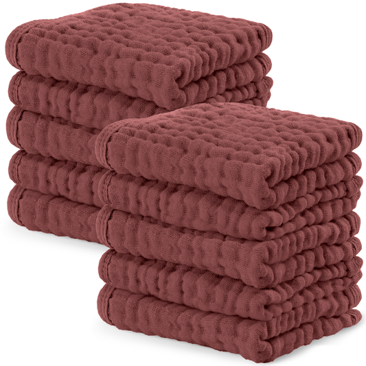 Muslin Washcloths in Wine