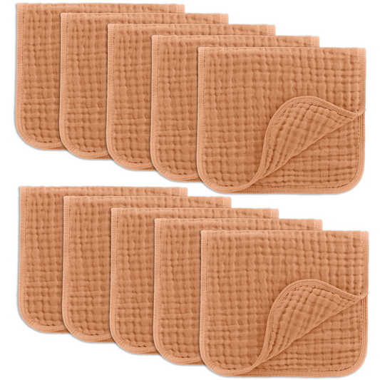 Muslin Burp Cloths in Caramel