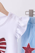 Load image into Gallery viewer, BLUE BOW STAR SEQUIN SKORT SET
