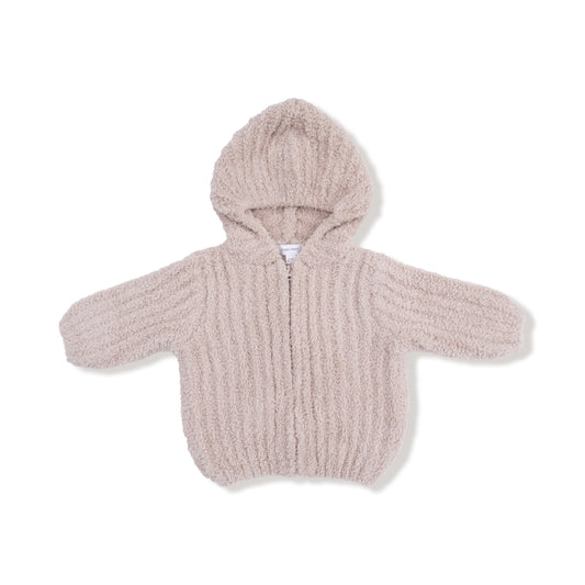 Chenille - Stone Hooded Jacket with Striped Texture