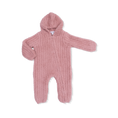 Load image into Gallery viewer, Chenille - Rose Hooded Romper with Striped Texture
