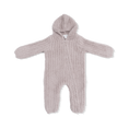 Load image into Gallery viewer, Chenille - Stone Hooded Romper with Striped Texture
