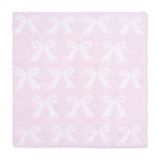 Chenille - Baby Pink Bow Blanket