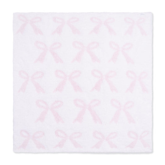 Chenille - Baby Pink Bow Blanket