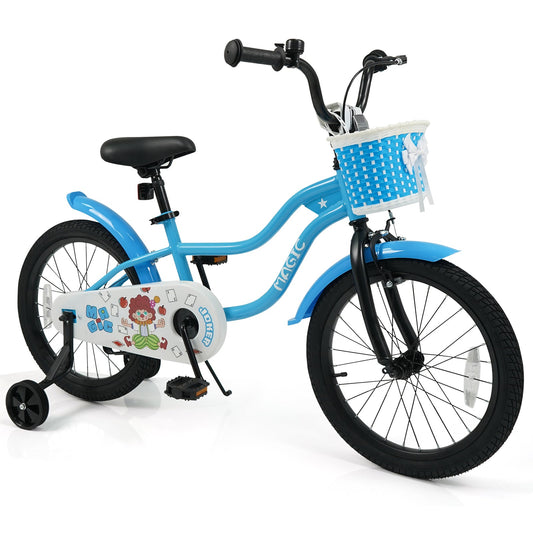 12/14/16 Inch Kids Bike with Training Wheels and Basket Navy Color
