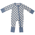 Load image into Gallery viewer, Blue Checkered Ribbed Bamboo Zipper
