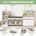 Load image into Gallery viewer, Kids Bookcase with Reading Nook 4-in-1 Standing Toy Organizer-White
