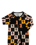 Load image into Gallery viewer, Bamboo Zip Romper | Colorful Checks & Bolts
