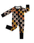 Load image into Gallery viewer, Bamboo Zip Romper | Colorful Checks & Bolts
