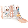 Load image into Gallery viewer, 7-in-1 Toddler Swing and Slide Set L-shaped with Ladder and Basketball Hoop
