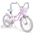 Load image into Gallery viewer, 18-Inch Kids Bike Adjustable with Basket and Streamers Purple - Princess of the Sea Theme
