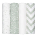 Load image into Gallery viewer, Muslin Swaddle Blankets in Green, 4 Pack
