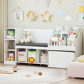 Load image into Gallery viewer, Kids Bookcase with Reading Nook 4-in-1 Standing Toy Organizer-White

