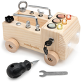 Load image into Gallery viewer, Busy Board Toy Truck Set for 3+ in Natural Wood
