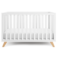 Load image into Gallery viewer, Baby Crib for 0 to 3 Years - White Bars and Frame and Natural Wood Leg
