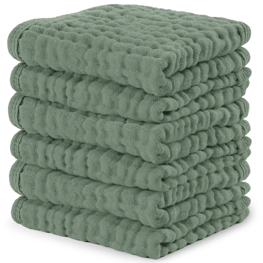 Muslin Washcloths in Fern